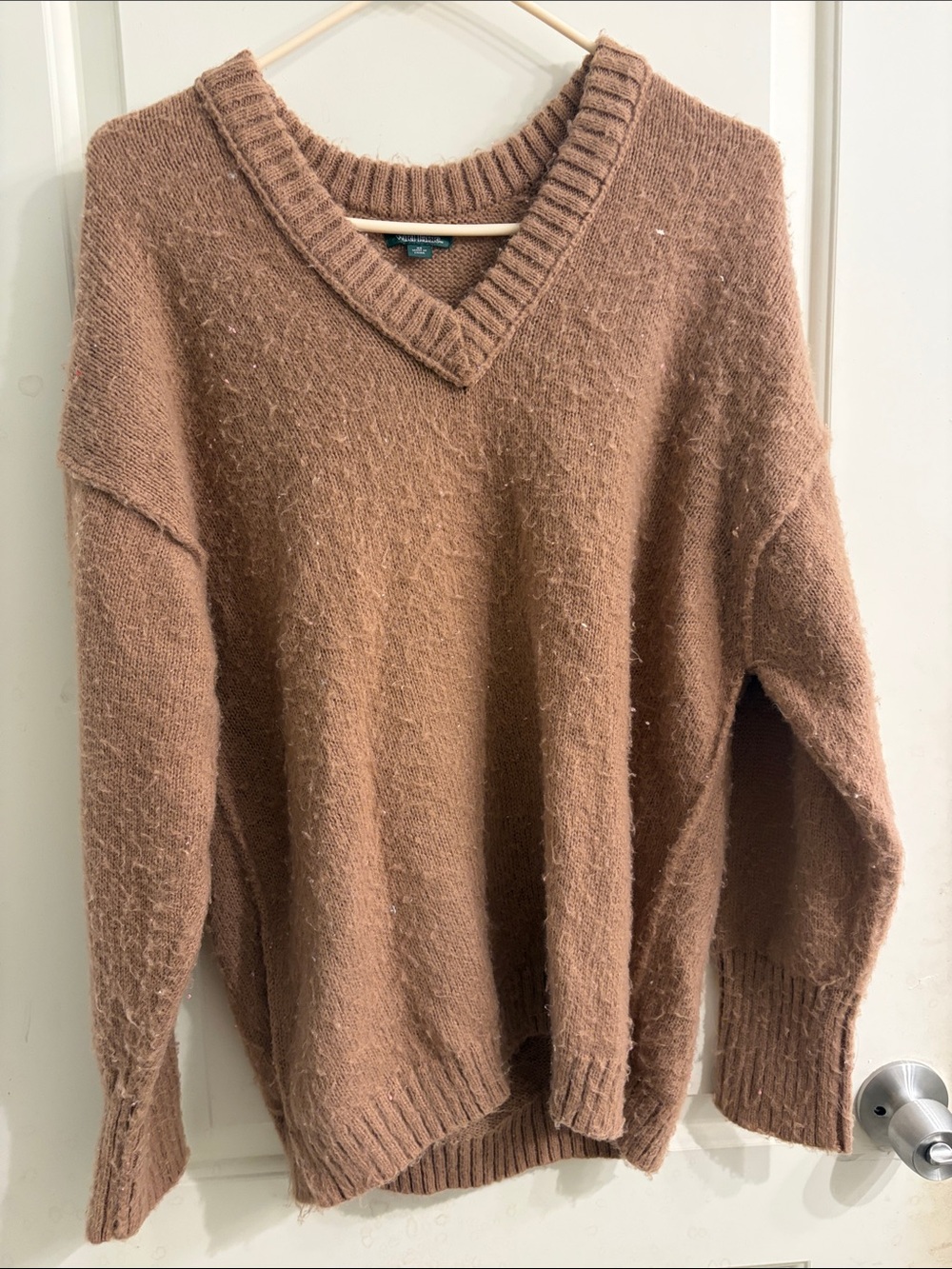 wild fable Chestnut Brown V-Neck Fuzzy Sweater